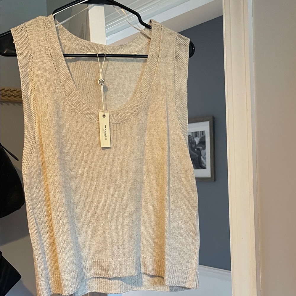 Max Studio Beige Knit Tank Top